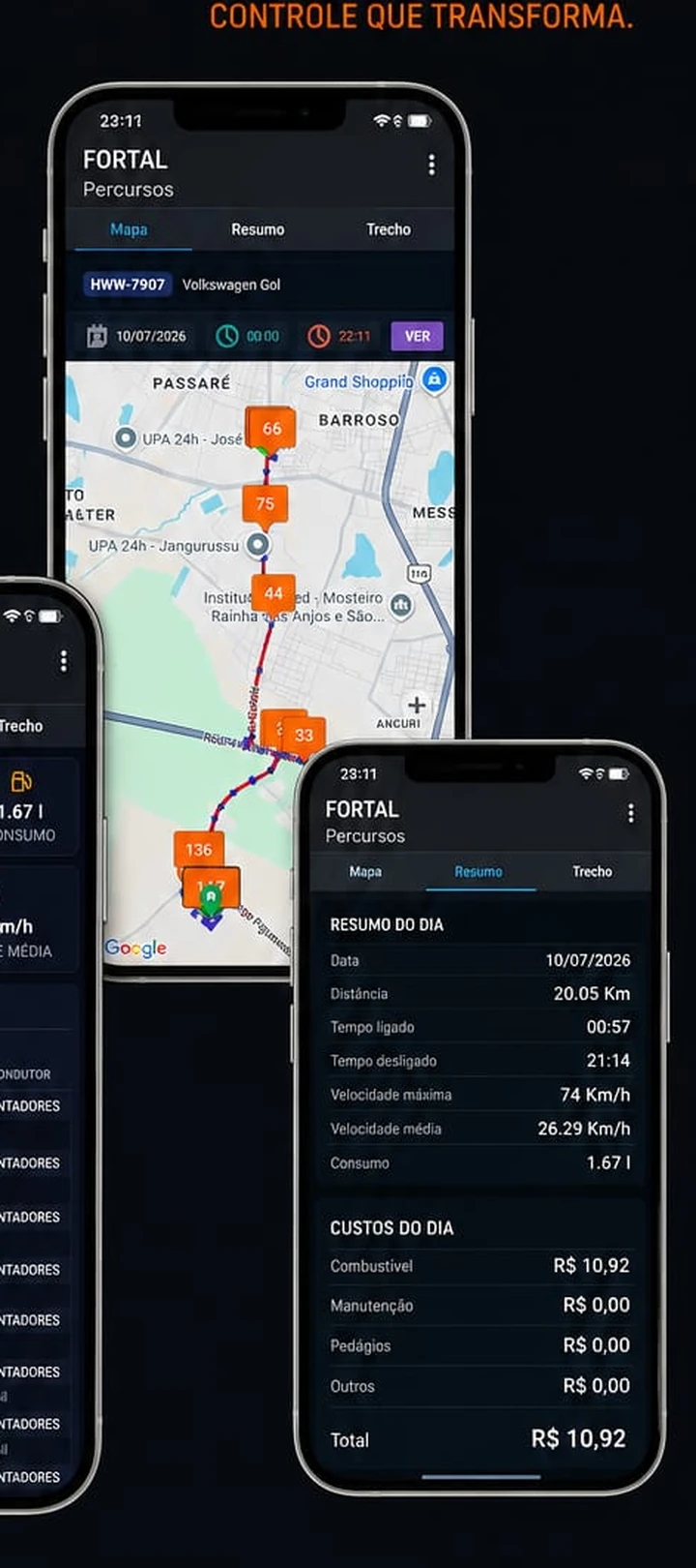 Interface real do aplicativo Fortal